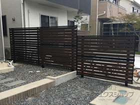 のフェンス・柵 モクアルフェンス 横板タイプ 2段支柱施工 施工例