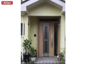 の玄関ドア ) リシェント玄関ドア3 断熱K4仕様 片袖仕様(ランマ付)L M84型 ※タッチキー仕様(キー付リモコン) 施工例