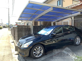 のカーポート プレシオスポート 積雪〜20cm対応＋プレシオスポート 水平式物干し2本入り 施工例