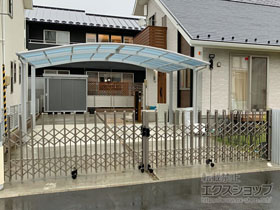 のカーゲート トリップゲートII P型 ペットガード付き ノンレール 両開き 60W（30S+30M） 施工例