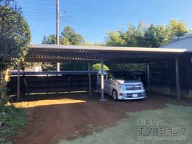 のカーポート テリオスポートIII 1500 4台用 横連棟 角柱6本柱 積雪〜50cm対応 施工例