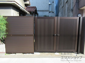 のフェンス・柵 ミエーネフェンス 目隠しルーバータイプ 2段支柱 自立建て用 施工例