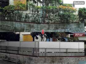 のフェンス・柵 ミエーネフェンス 目隠しルーバータイプ 自由柱施工 施工例