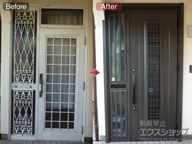 の玄関ドア リシェント玄関ドア3 アルミ仕様 手動 片袖飾り仕様(ランマ無)R C84N型 施工例