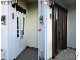 の玄関ドア リシェント玄関ドア3 断熱K4仕様 親子仕様(ランマ無)R M83型 ※タッチキー仕様(キー付リモコン) 施工例