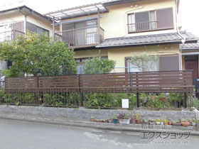 のフェンス・柵 モクアルフェンス 横板タイプ 2段支柱 自立建て用 （パネル1段） 施工例