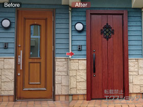 の玄関ドア リシェント玄関ドア3 断熱K4仕様 手動 片開き仕様(ランマ無)R D77型 施工例
