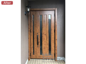 の玄関ドア リシェント玄関ドア3 アルミ仕様 手動 親子仕様(ランマ無)R C16N型 施工例