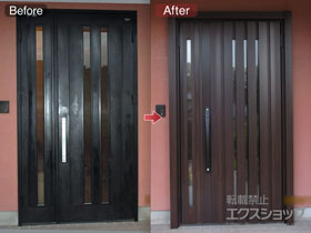 の玄関ドア リシェント玄関ドア3 断熱K4仕様 手動 親子仕様(ランマ無)R G14型 施工例