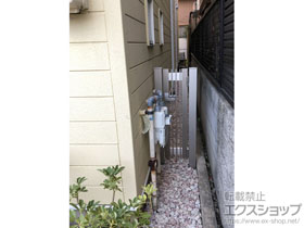 の門扉 シンプレオ門扉T1型 縦格子 片開き 門柱使用 施工例
