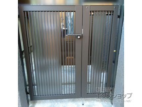 の門扉 プレスタ門扉 2型 細たて桟 両開き親子 柱使用 同型子扉使用 施工例