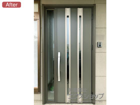 の玄関ドア リシェント玄関ドア3 断熱K4仕様 手動 片袖仕様(ランマ無)R M24型 ※タッチキー仕様(キー付リモコン) 施工例