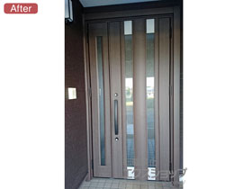 の玄関ドア リシェント玄関ドア3 アルミ仕様 手動 親子仕様(ランマ無)R C14N型 施工例