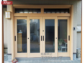 の玄関ドア 【特注】リシェント玄関引戸2 PG仕様 4枚建戸 ランマ付 P20型 ※手動仕様 施工例