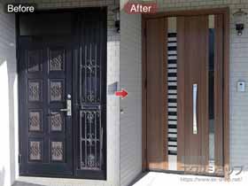 の玄関ドア リシェント玄関ドア3 断熱K4仕様 手動 親子仕様(ランマ無)L G82型 施工例