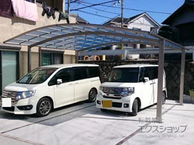 LIXIL(リクシル)のカーポート ネスカR (ラウンドスタイル) ワイド 積雪～20cm対応 施工例