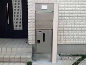 の機能門柱・ポスト アルディ門柱 宅配ボックス付き Bセット 木調タイプ 独立式 施工例