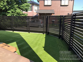 のフェンス・柵 モクアルフェンス 横板タイプ 2段支柱 自立建て用（パネル2段） 施工例