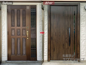 の玄関ドア リシェント玄関ドア3 断熱K4仕様 親子仕様(ランマ無)L M17型 ※タッチキー仕様（キー付リモコン） 施工例
