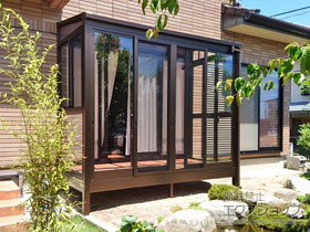 のテラス囲い・サンルーム ソラリアテラス囲い F型 1500 床納まり スタンダート ランマなし ノーマルライプ 積雪〜50ｃｍ対応 ＊ガラス組込み仕様 施工例