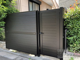 の門扉 シンプレオ門扉5型 横目隠し 片開き 高尺タイプ 門柱使用 施工例