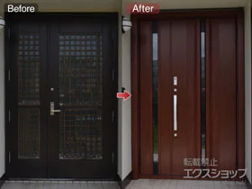 LIXIL リクシル(トステム)の玄関ドア リシェント玄関ドア3 断熱K4仕様 親子仕様(ランマ無)R G13型 ※タッチキー仕様(キー付リモコン) 施工例