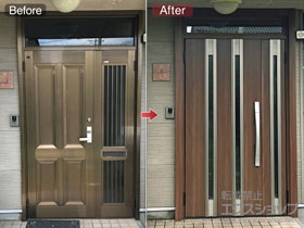 の玄関ドア リシェント玄関ドア3 断熱K4仕様 カザスプラス 親子仕様(ランマ付)L M24型 施工例