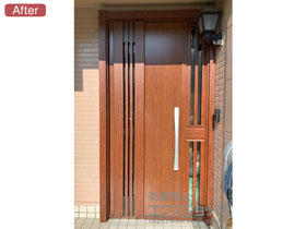 の玄関ドア リシェント玄関ドア3 断熱K4仕様 ※タッチキー仕様(キー付きリモコンタイプ) 片袖飾り中桟付ポスト無し仕様(ランマ無)L M83型 施工例