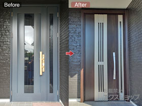 の玄関ドア リシェント玄関ドア3 断熱K4仕様 ※タッチキー仕様(キー付きリモコンタイプ) 親子仕様(ランマ無)L M84型 施工例