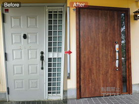 の玄関ドア リシェント玄関ドア3 断熱K4仕様 手動 片袖仕様(ランマ無)L M17型 施工例