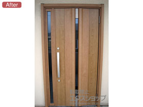 の玄関ドア リシェント玄関ドア3 断熱K2仕様 手動 片袖仕様(ランマ無)R G13型 施工例