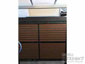 のフェンス・柵 モクアルフェンス 横板タイプ 2段支柱 自立建て用 （パネル2段） 施工例