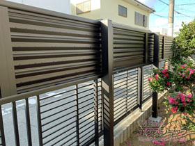 のフェンス・柵 ミエーネ目隠しルーバーフェンス 上段のみ設置 自立建て用 施工例