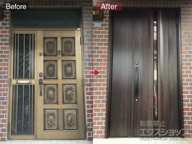 LIXIL リクシル(トステム)の玄関ドア リシェント玄関ドア3 断熱K4仕様 親子仕様(ランマ無)R G13型 ※手動仕様 施工例