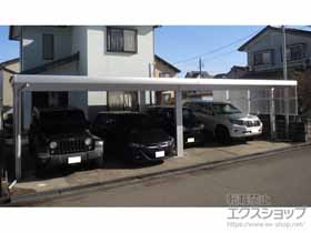 のカーポート G-1 積雪〜100cm対応 4台用 間口連結 角柱8本柱＋G-1 側面パネル 施工例