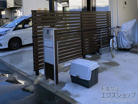 のフェンス・柵 モクアルフェンス 横板タイプ 2段支柱 自立建て用（パネル2段） 施工例