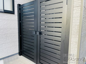 の門扉 レジリア ハイタイプ Y3H型 横板格子 両開き 門柱タイプ 施工例