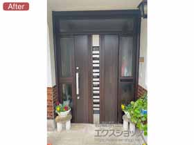 の玄関ドア リシェント玄関ドア3 断熱K4仕様 両袖仕様(ランマ付)R G82型 ※手動仕様 施工例