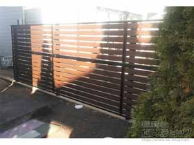 のフェンス・柵 モクアルフェンス 横板タイプ 2段支柱 自立建て用（パネル2段） 施工例