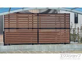 のフェンス・柵 モクアルフェンス 横板タイプ 2段支柱 自立建て用 施工例