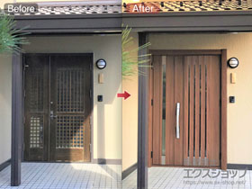 の玄関ドア リシェント玄関ドア3 断熱K4仕様 親子仕様(ランマ無)R M27型 ※カザスプラス仕様 施工例