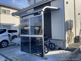 のテラス屋根 プレシオステラスII R型 テラスタイプ 単体 積雪〜20cm対応+前面パネル 施工例