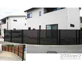 のフェンス・柵 モクアルフェンス 横板タイプ 2段支柱 自立建て用(パネル2段) 施工例