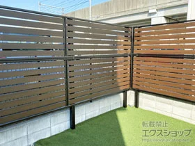 Value Selectのフェンス・柵・塀 モクアルフェンス 横板タイプ 2段支柱 自立建て用（パネル2段） 施工例
