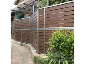 のフェンス・柵 モクハイフェンス 2段支柱 施工例