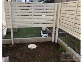 のフェンス・柵 モクハイフェンス アルミ色タイプ 上段のみ設置 アルミ多段柱仕様 施工例