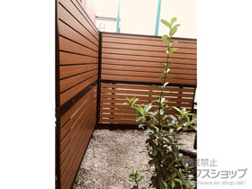 のフェンス・柵 モクアルフェンス 2段支柱 自立建て用（パネル2段） 施工例