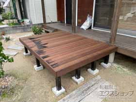 のウッドデッキ 天然木タンモクアッシュデッキセット 無塗装床板 施工例