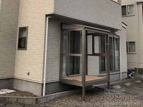 のテラス囲い・サンルーム サニージュ F型 床納まり ランマ無 積雪〜20cm対応+吊下げ物干しAセット+吊下げ物干し取付け桟 施工例