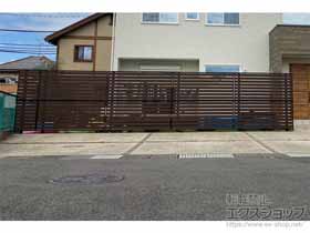 のフェンス・柵 モクアルフェンス 横板タイプ 2段支柱 自立建て用 施工例